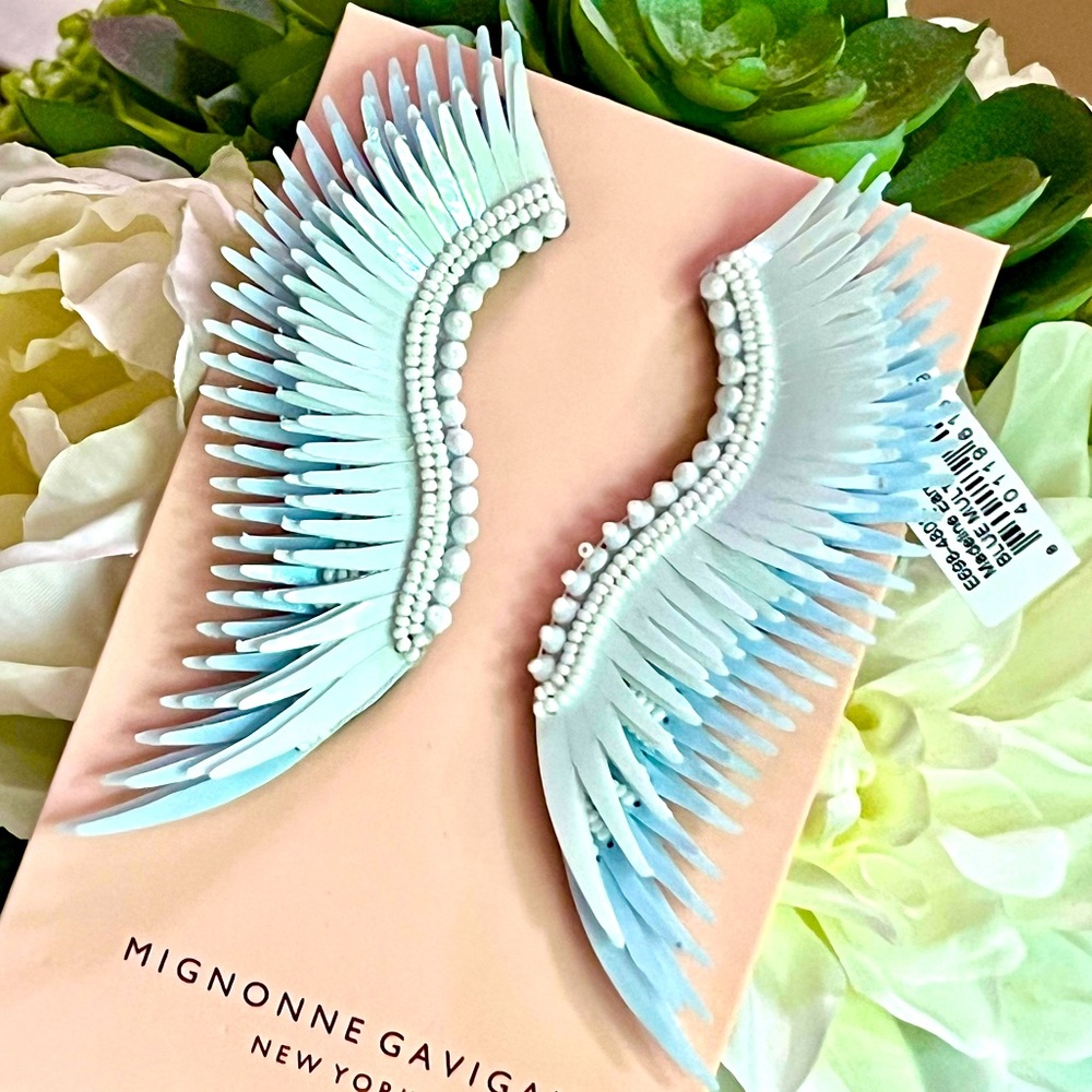 🌺🎉HP🎉🌺 NWT Mignonne Gavigan Madeline Blue Multi Statement Earrings - Picture 3 of 15
